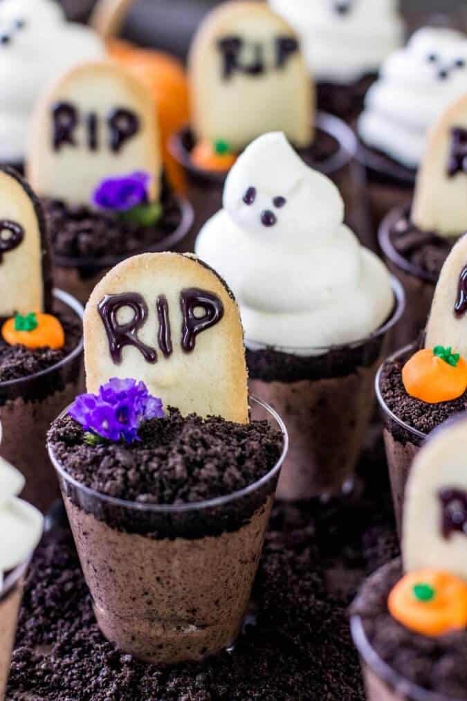 Ghosts in the Graveyard Halloween Dessert Shooters