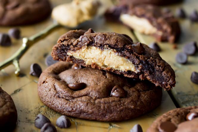 Peanut Butter Stuffed Chocolate Cookies