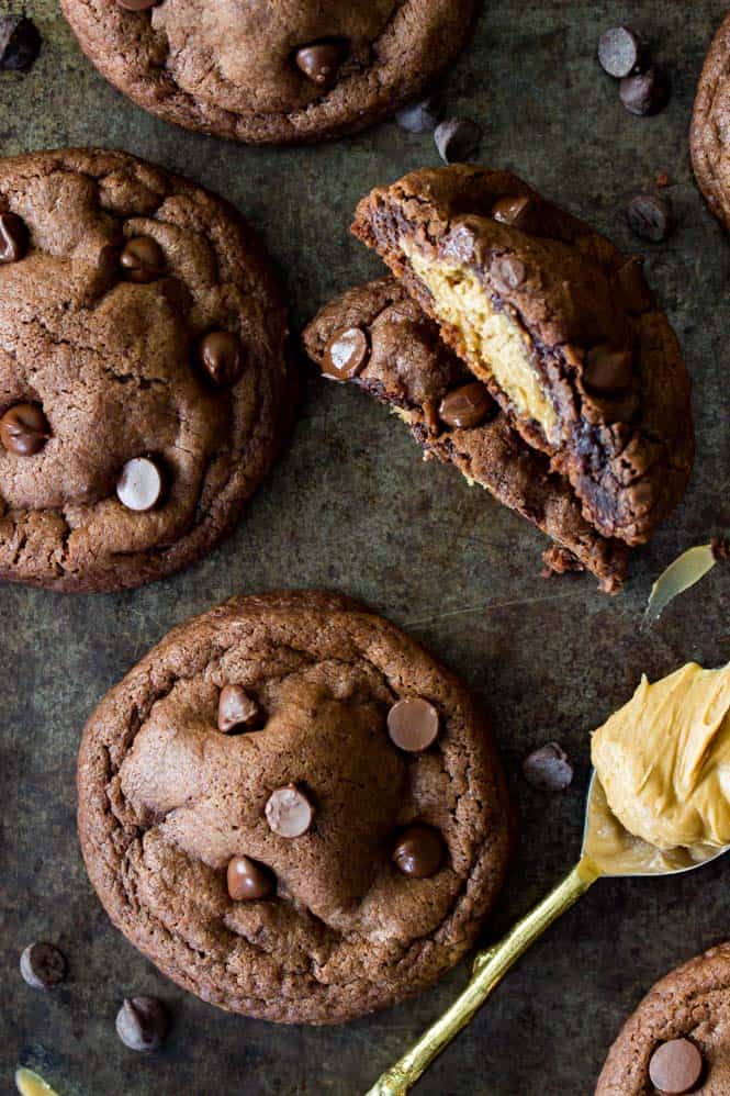 Peanut Butter Stuffed Chocolate Cookies