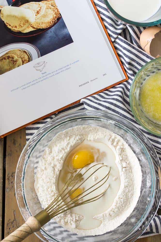 Make a well in the center of the dry ingredients to make your crepe batter