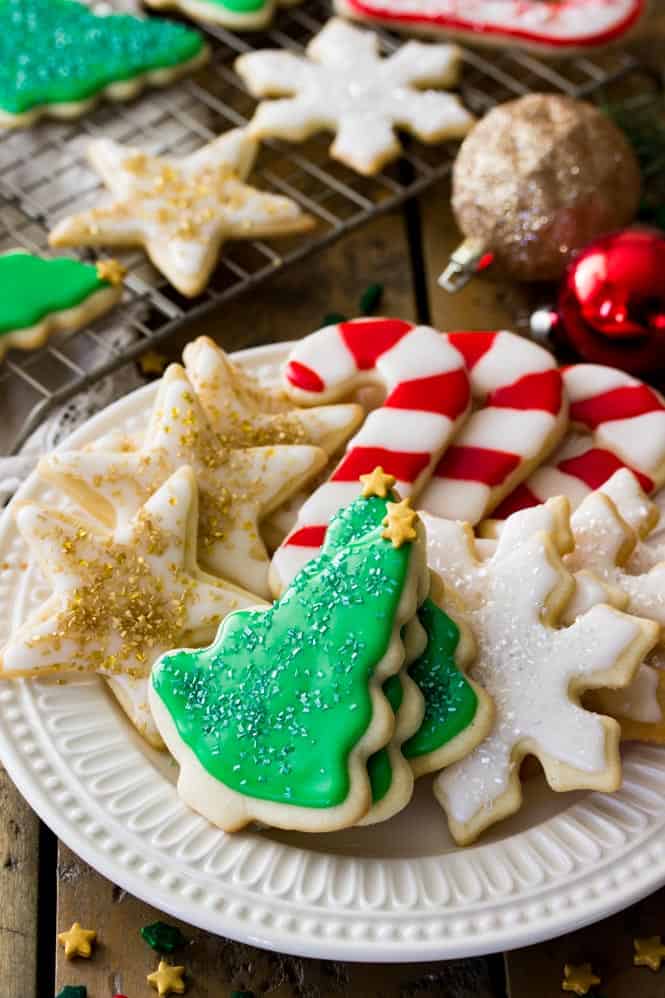 A plate of decorated sugar cookies